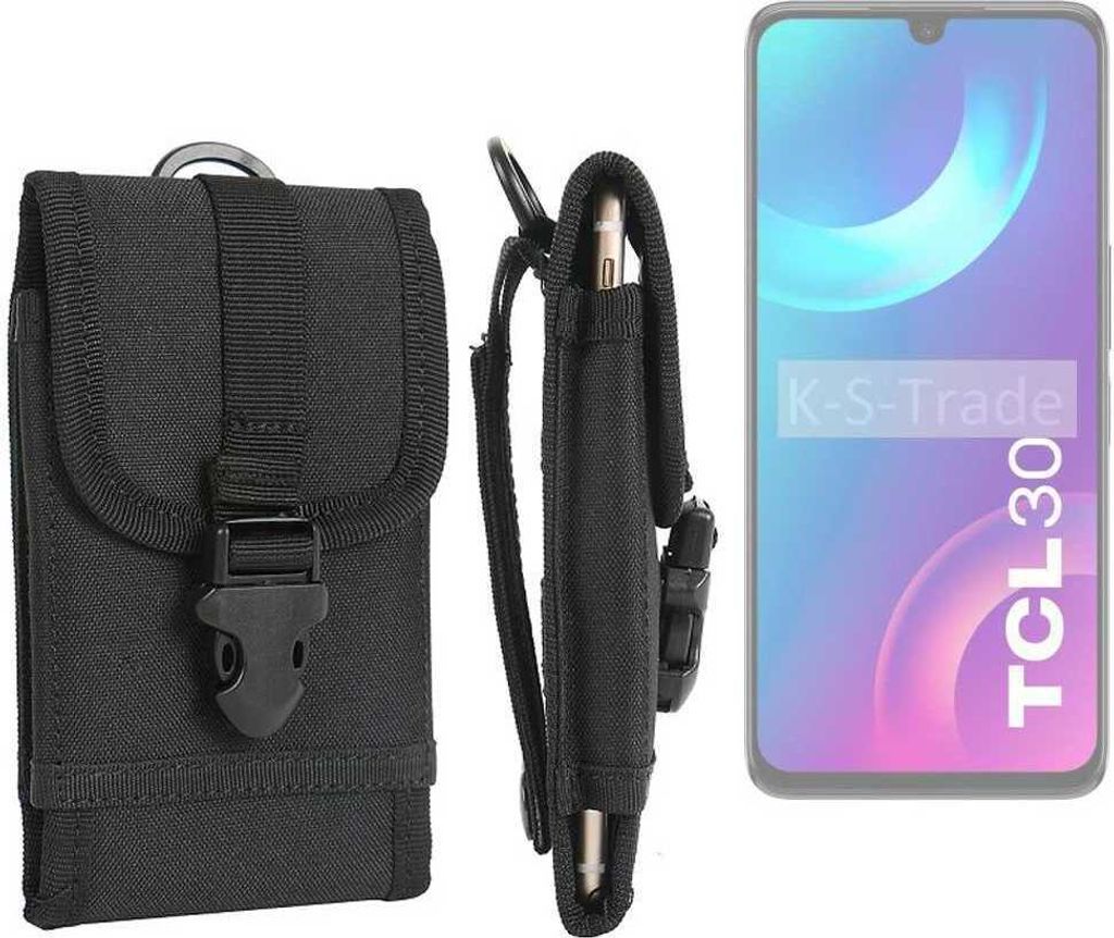 K-S-Trade Holster Handy Hülle kompatibel mit TCL 30 Holster Handytasche Gürtel Tasche Schutz Hülle Robust Outdoor schwarz