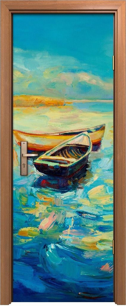 Türposter 70x200 cm Türaufkleber Türtapete Türfolie Klebefolie See boote blau Himmel Landschaft