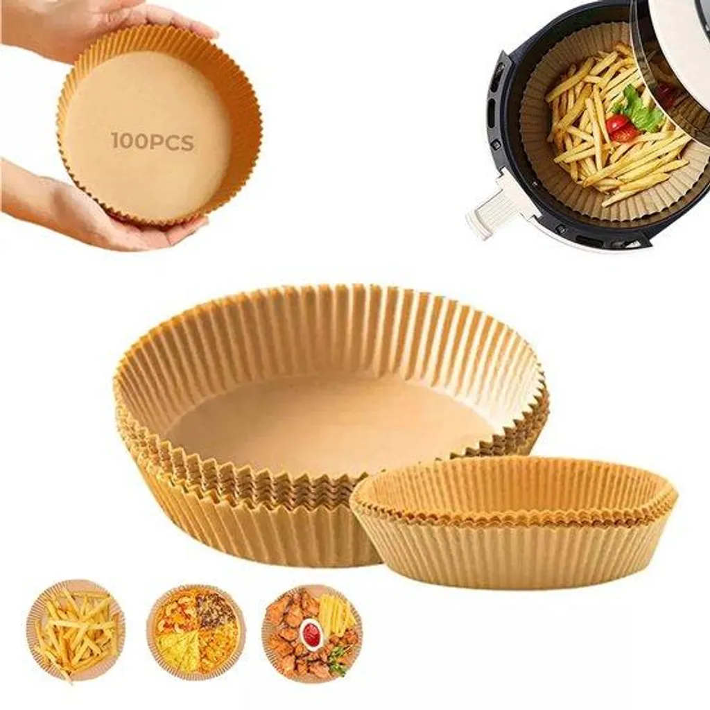 Lot de papier de cuisson pour friteuse à air chaud 16x4,5 cm - 100 pcs
