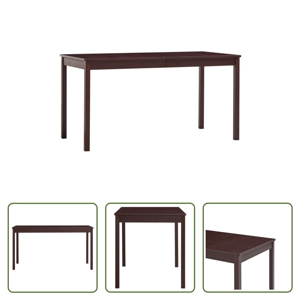 The Living Store Esstisch Dunkelbraun 140 x 70 x 73 cm Kiefernholz
