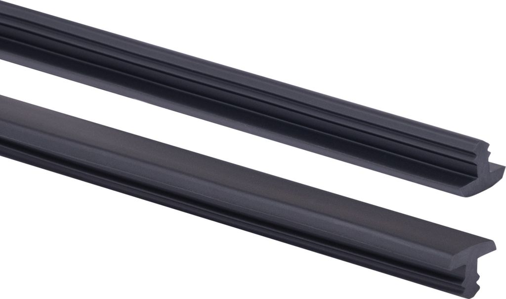 Two black rubber profiles are shown against a white background.
