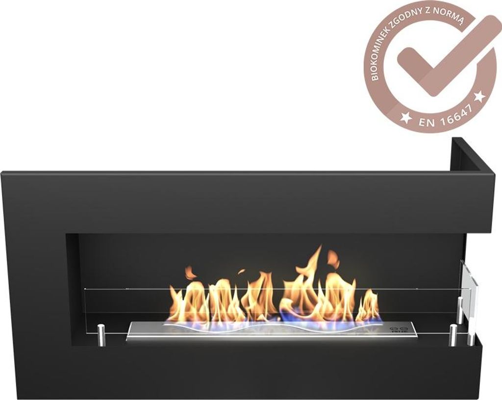 Hitze eingebauter -Kamin SOUL R rechts Bioethanol Kamin Kaminofen Wärmequelle