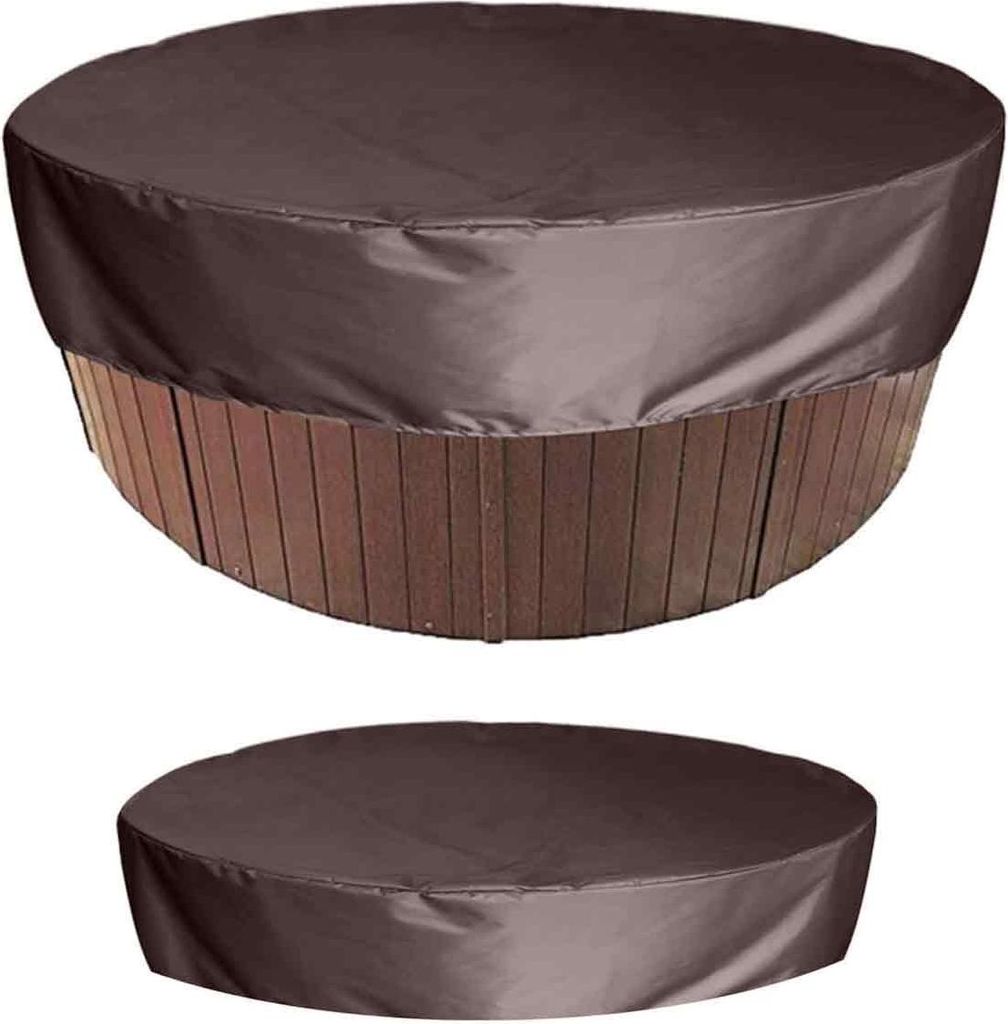Runde Whirlpool-Abdeckung, Gartentisch, Spa, Whirlpool-Abdeckung, mit Gummizug für Badewannenmöbel im Freien, 190 x 89 cm (braun)