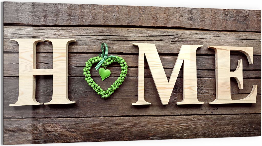 DEQORI Glasbild Acryl 100x50 cm 'Buchstabendekor HOME' Wandbild Bild modern Deko