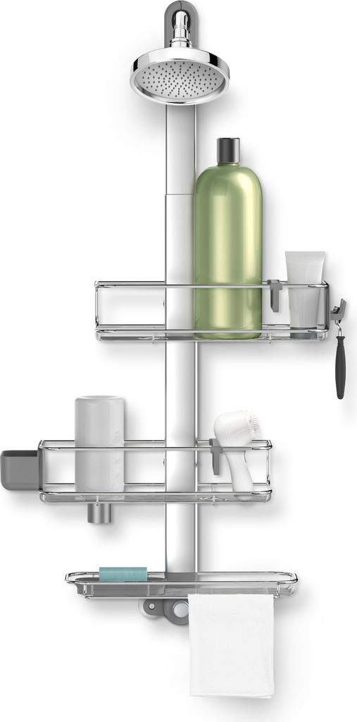 simplehuman Duschregal, einstellbarer Duschcaddy plus, mit verstellbaren Ablagen, Edelstahl und eloxiertes Aluminium, silber; BT1099