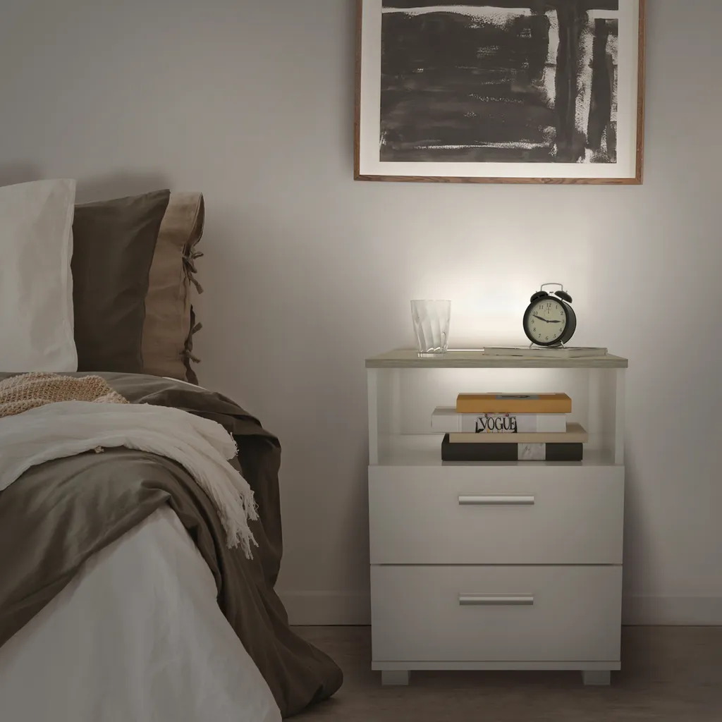 Table de chevet Mila kalb avec éclairage LED chêne intensité réglable - 4