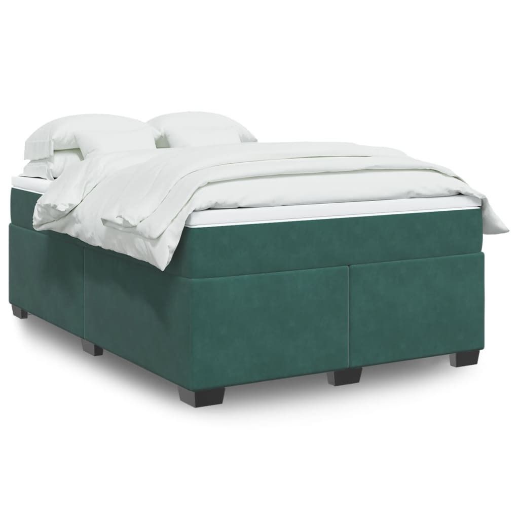 Maison Exclusive - Boxspringbett mit Matratze Dunkelgrün 140x190 cm Samt