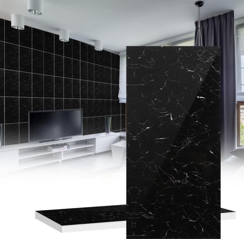 Jayseuw 10x Fliesenaufkleber grau Marmor, 60 x 30 cm, Produktbild 