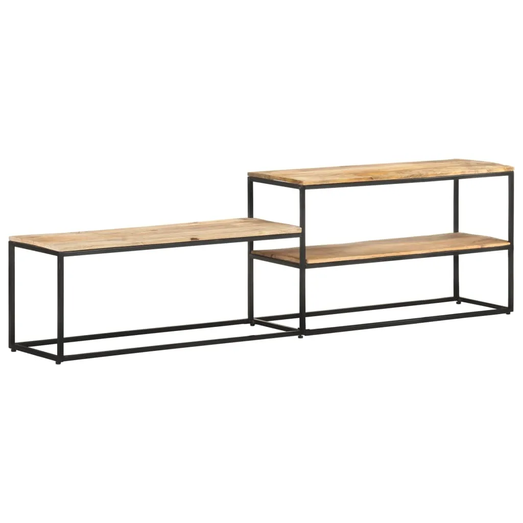 Meuble TV 180x30x50 cm en bois de manguier brut massif style industriel