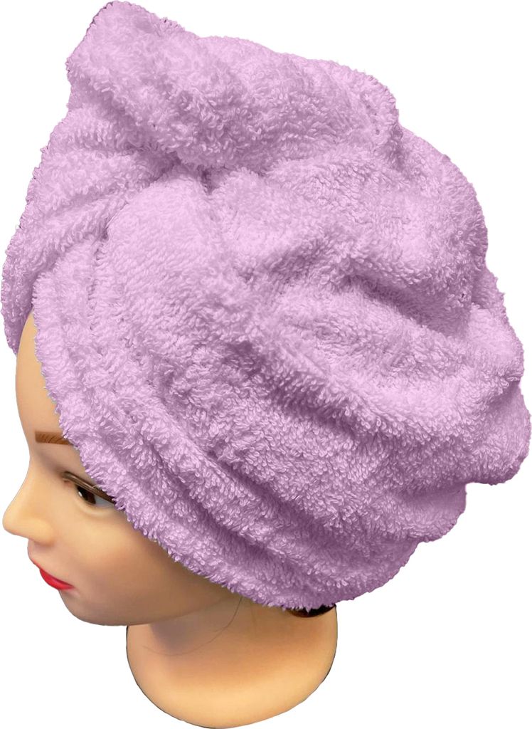 Schnelltrocknender Frottee-Haarturban, hellviolett, 100% Baumwolle