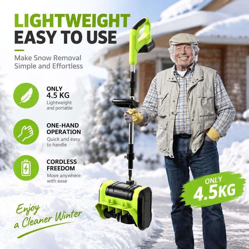 ZELURXX Akku-Schneefräse 900 W, 25 cm Räumbreite, bis 8 m Produktbild 