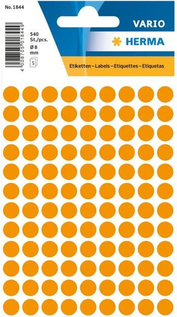 Etichette Rotonde 8mm Arancio Neon | 10x540 Pezzi Multiuso