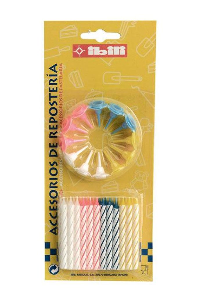 Set mit 24 Ibili-Flex-Geburtstagskerzen, 6 cm, mehrfarbig