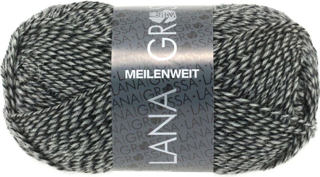 Lana Grossa - Meilenweit 4-fach 50g 1178 natur grau schwarz