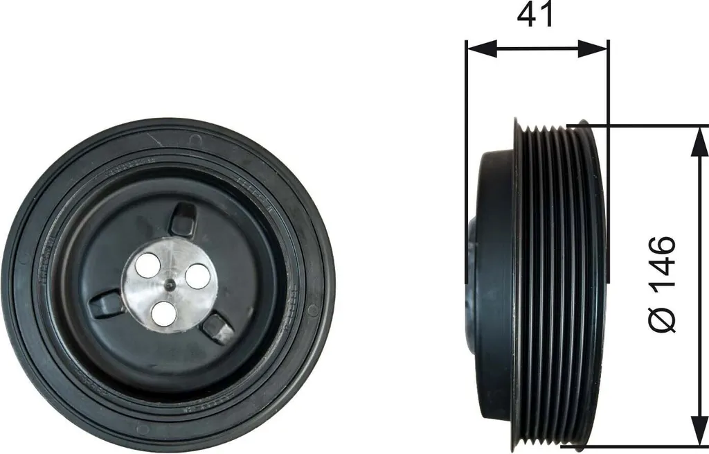 Poulie vilebrequin anti-vibration GATES TVD1134 robuste pour Ford V363