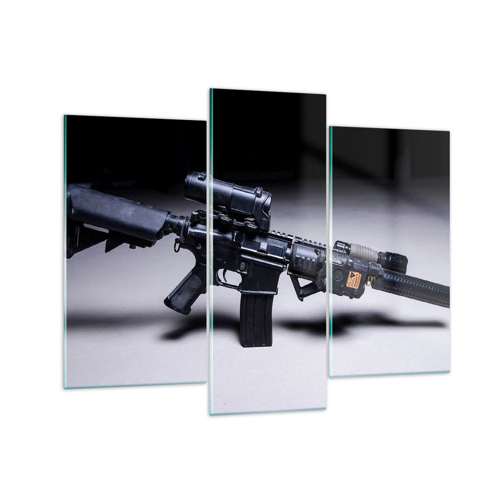 Bilder auf glas - Gewehr Armee - 130x100cm - Glasbilder - Wandbilder - Kunstdruck - zum Aufhängen bereit - Wanddekoration aus Glas - Glas Bilder -...