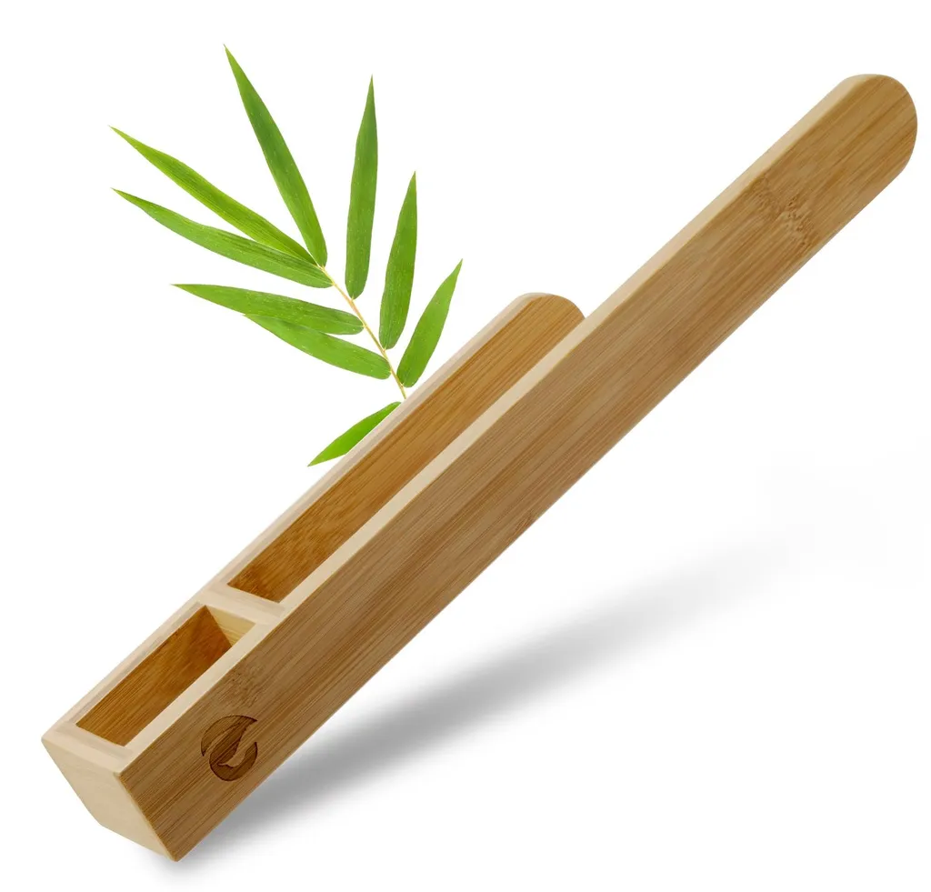 Porte-serviettes en bois sans perçage bambou naturel - Fixation 40cm