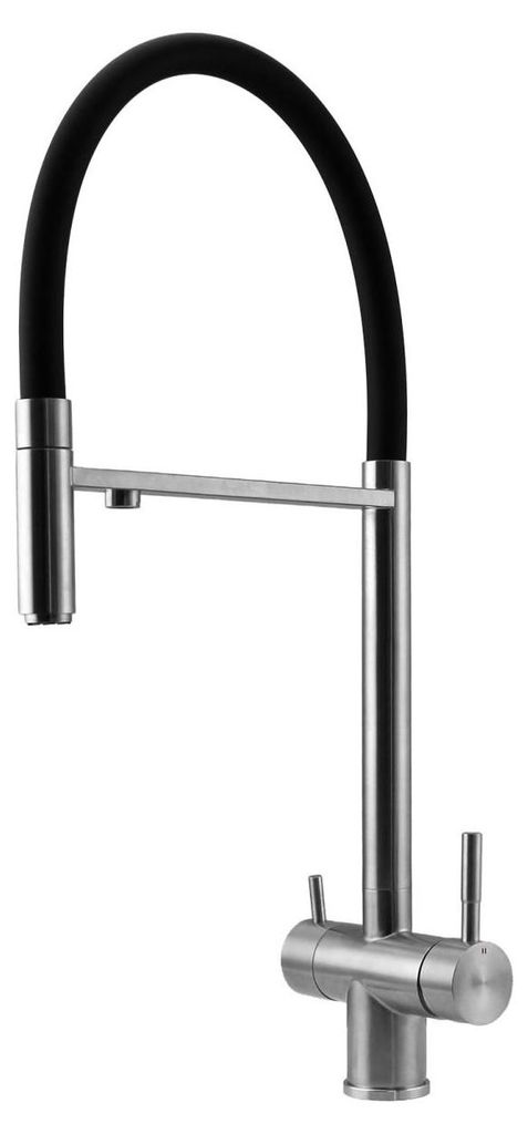 Pure.Sink Elite Steel Flex 3-Wege-Küchenarmatur aus Edelstahl mit flexiblem Auslauf und gefiltertem Wasser PS8110-02