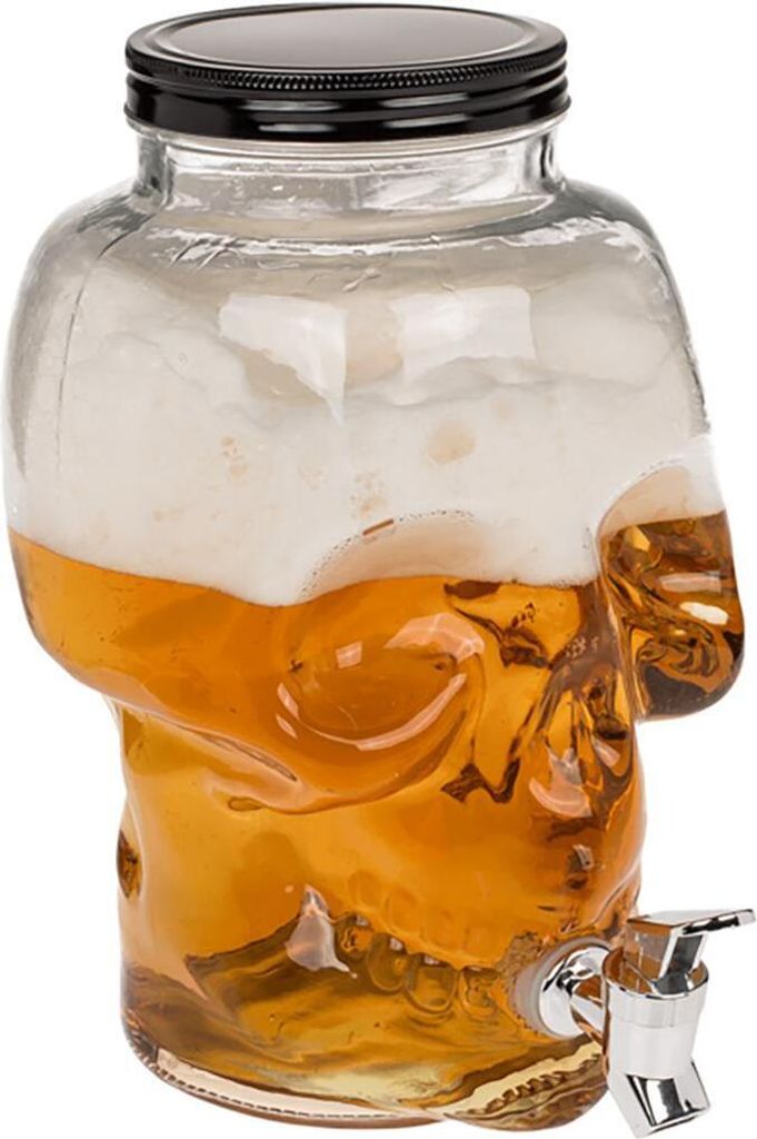 Totenkopf aus Glas mit Deckel 4 L Getränkespender mit Produktbild 