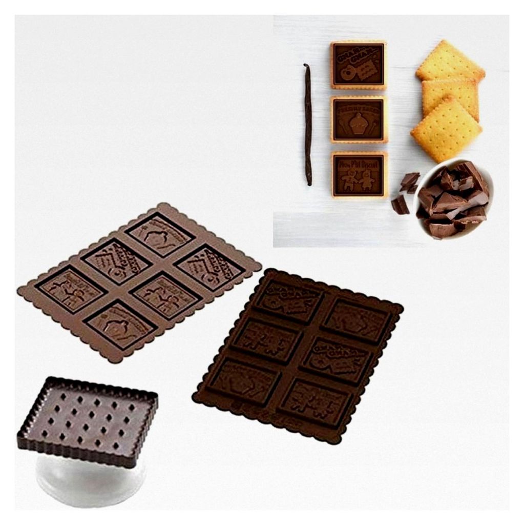 Silikonform für Pralinen in Keksform, Antihaft, 6 Pralinen, 1er Pack, 47 x 57 mm, h 5 mm, Volumen 33 ml, Hergestellt in Italien