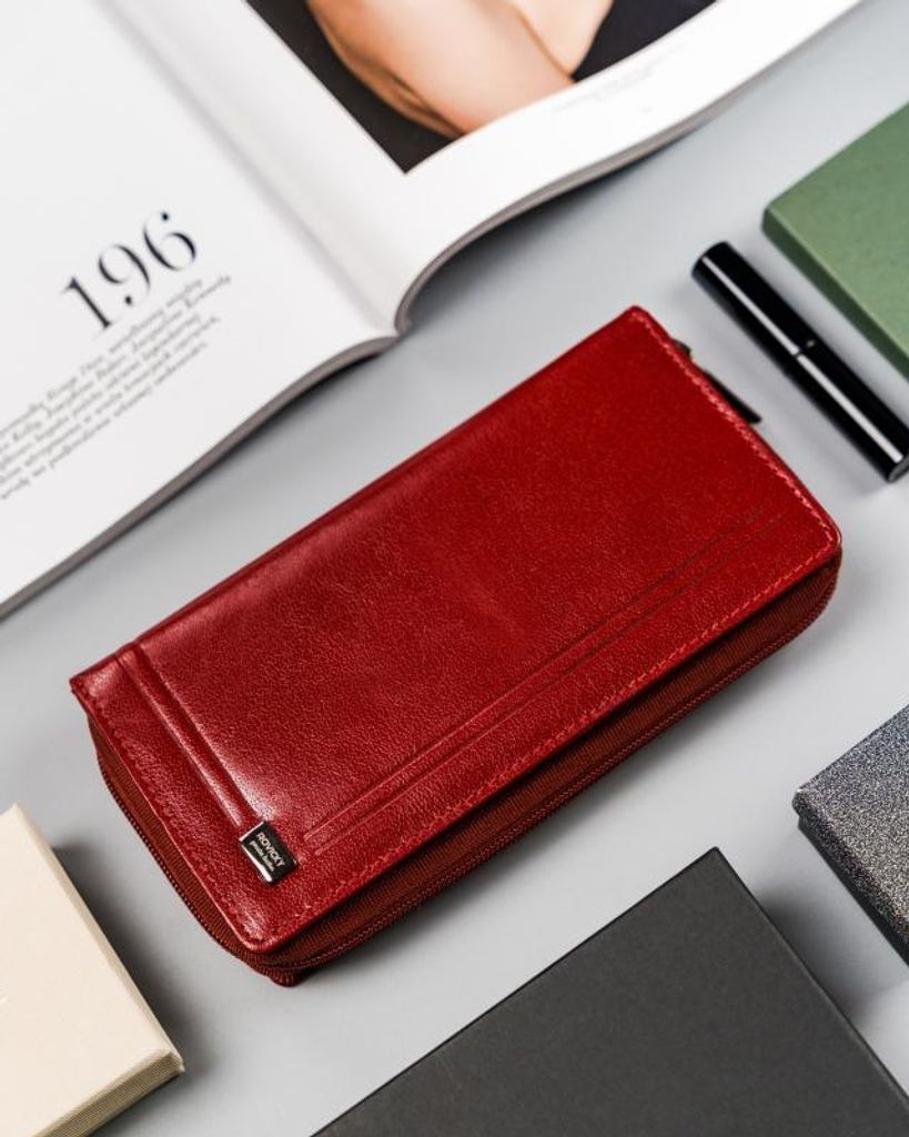 Rovicky | Großes Portemonnaie aus Leder mit Reißverschluss für Damen