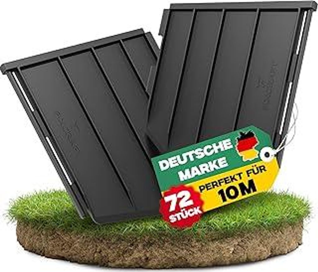 Rasenkante Kunststoff 10m - stabil & knickfest | Beetumrandung mit Stecksystem & extra hoher 15 cm Einstecktiefe | breiter Schlagkopf | Sicher für...