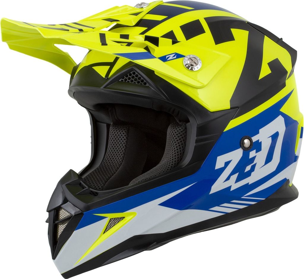 Crosshelm Schutzhelm ZED X1.9 Targa Kids yellow fluo blue black white Größe S