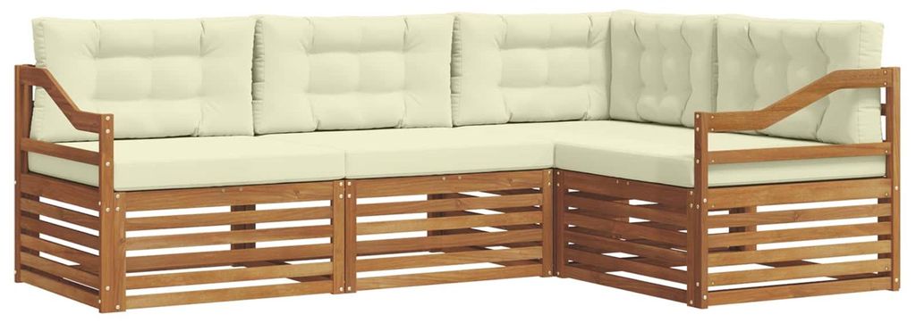 vidaXL Outdoor-Sofagarnitur mit Kissen 4 pcs Natur und Creme