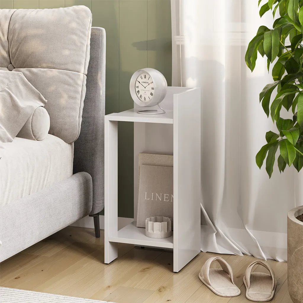 Table de nuit Vicco Lenar Blanc 27x60cm Modèle 54427 pour petit espace