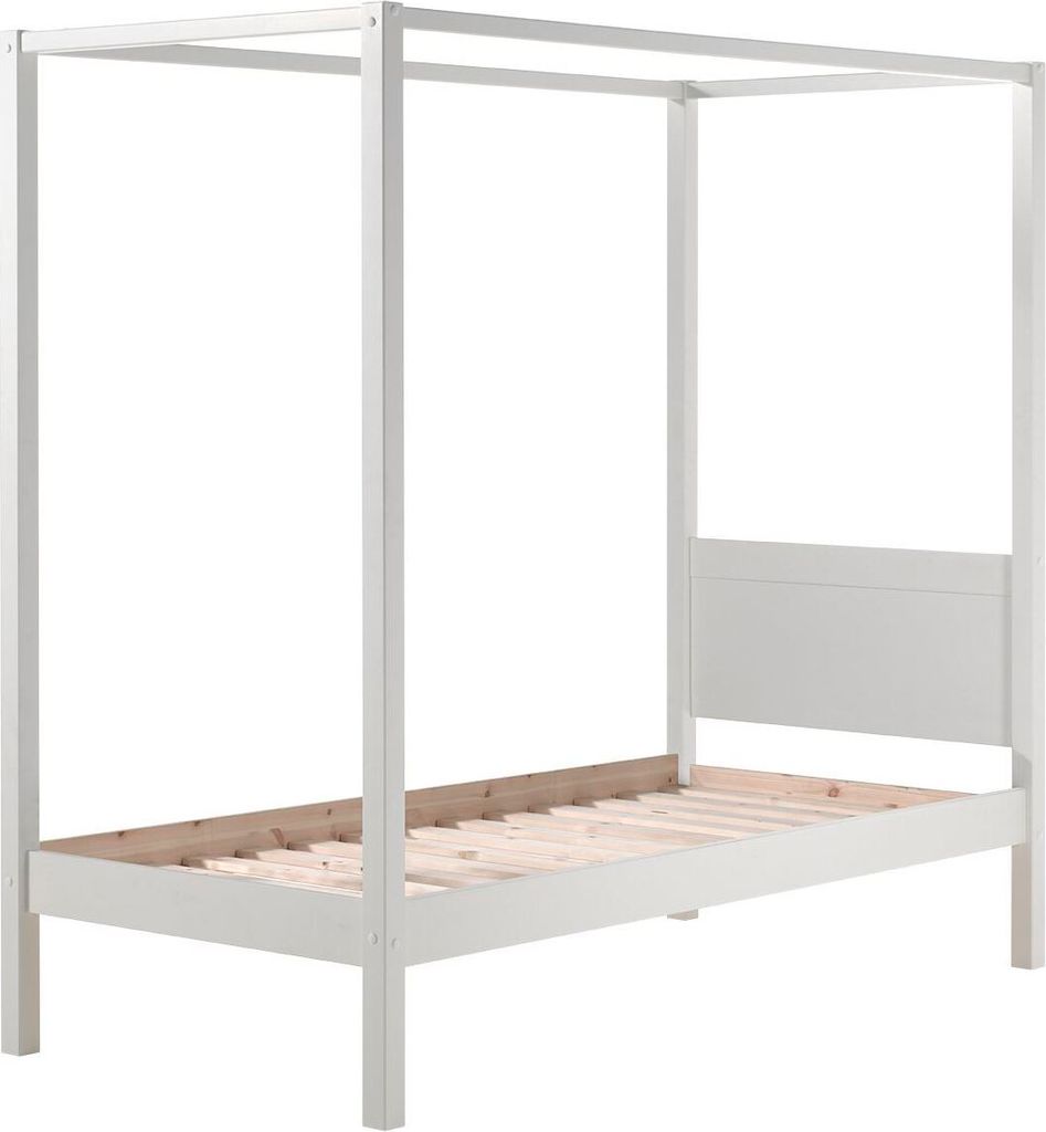 Himmelbett Kathie 208x98x191 Kinderbett Massivholz Weiß