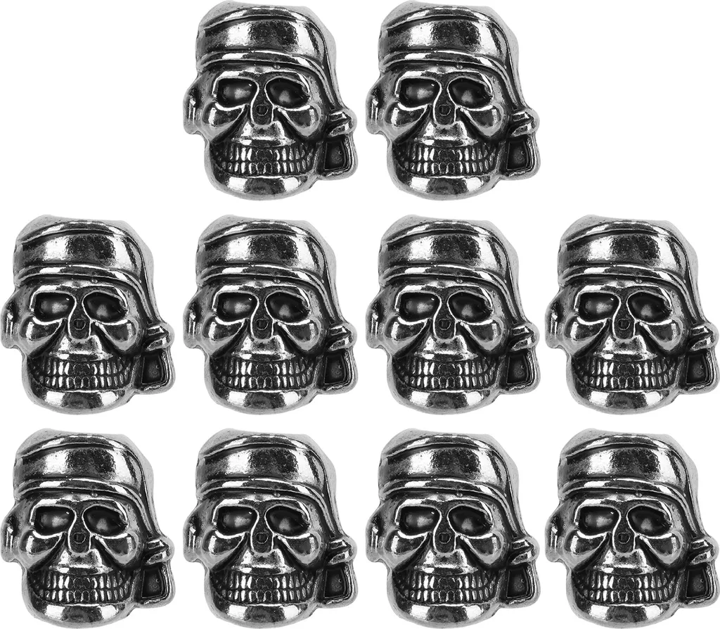 10 Perline Teschio Punk in Metallo Foro 4,5mm per Portachiavi e Fai da Te