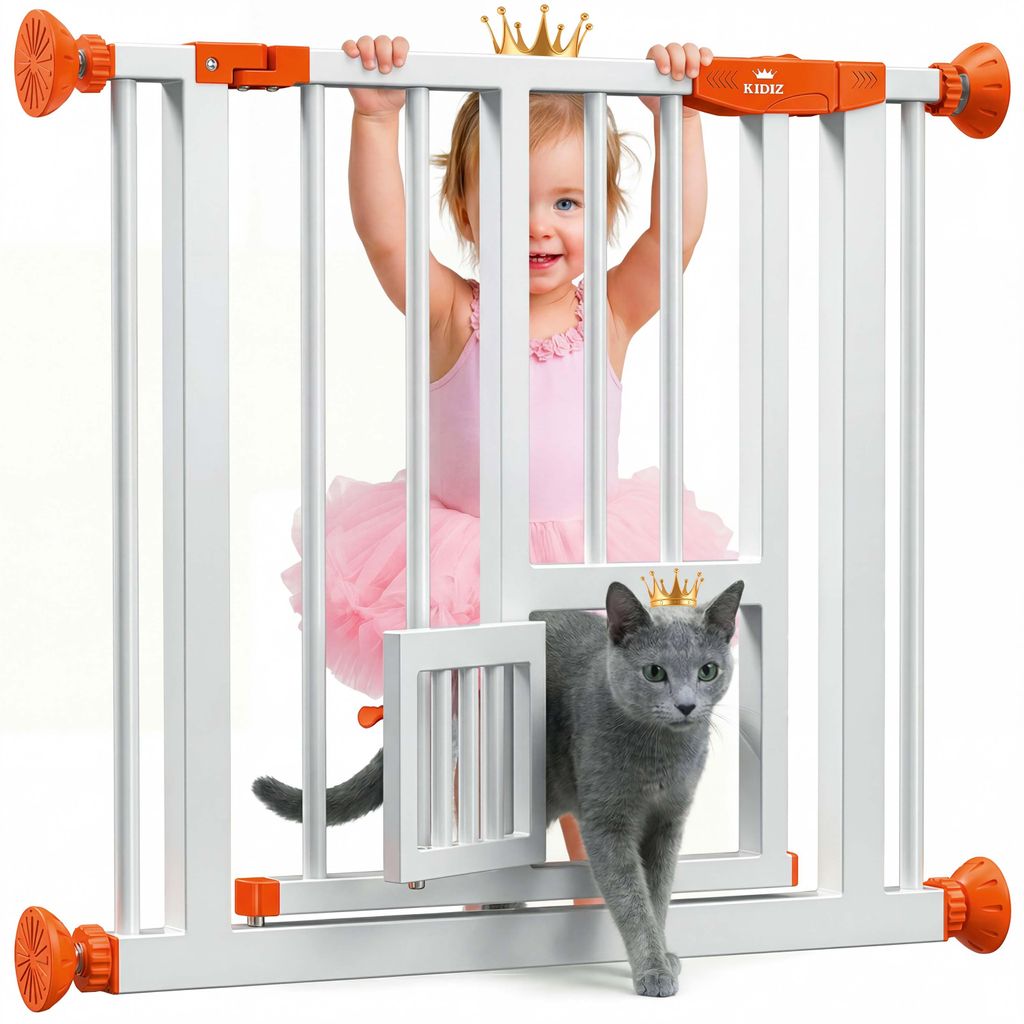 KIDIZ® Absperrgitter zum Klemmen mit Katzenklappe, Produktbild 