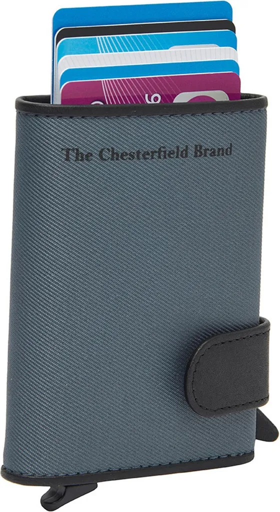 Portefeuille Porte-monnaie Delsbo en Cuir de Vachette Souple Gris-Bleu - 5