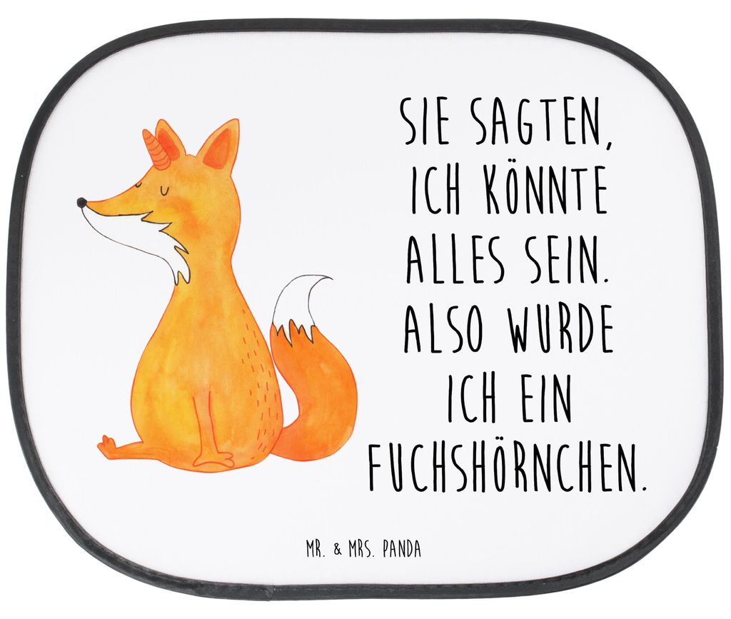 Mr. & Mrs. Panda Sonnenblende Auto Einhorn Wunsch - Weiß - Geschenk, Unicorn, Hitzeschutz, Fuchshörnchen, Fuchs, Sonnenschutz, blendschutz, Autos...