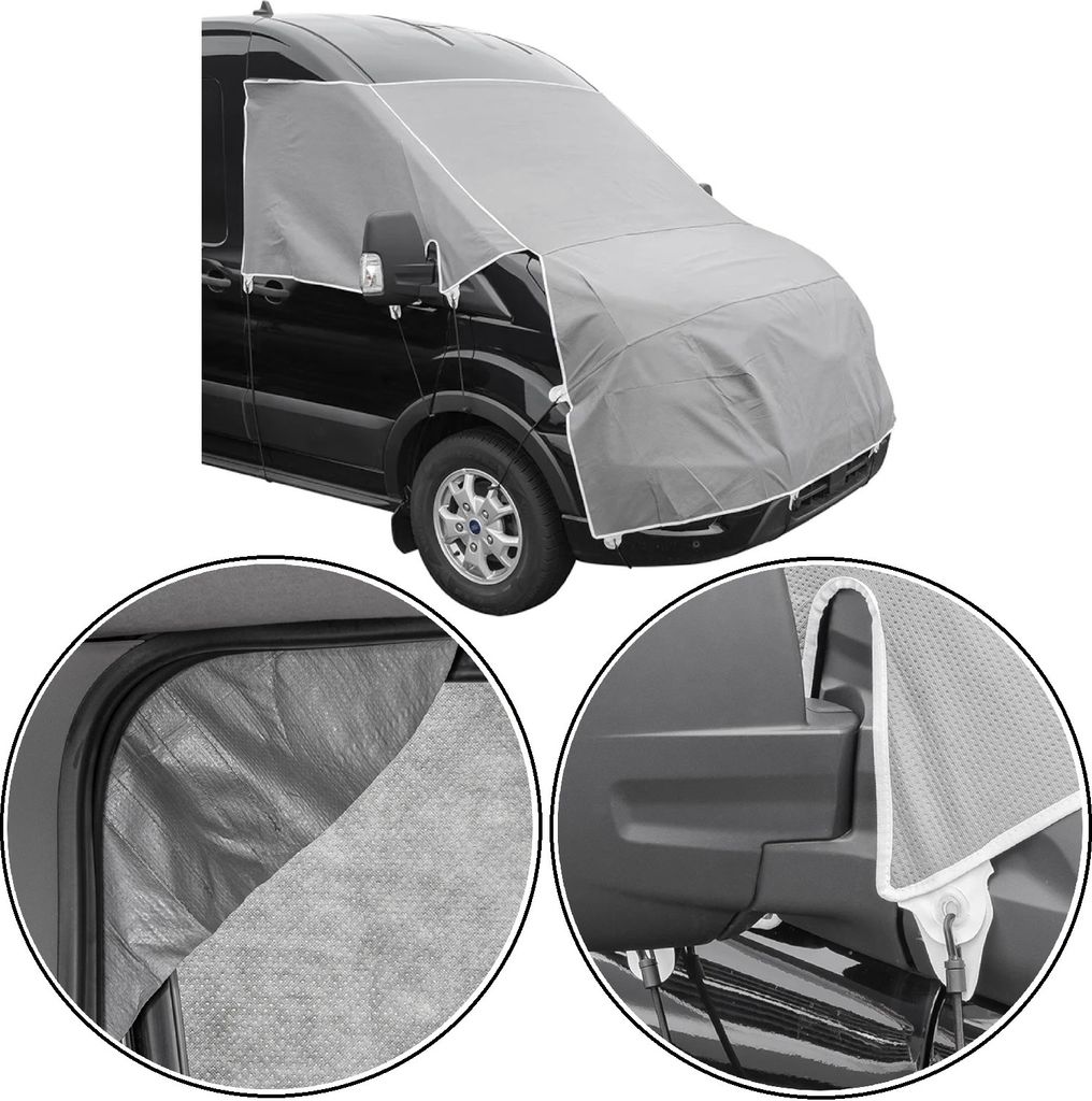 Abdeckplane für Wohnwagen kompatibel mit Ford Transit ab 2014 – Frontscheibenabdeckung UV-Schutz, isoliert - Privatsphäre, einfache Befestigung...