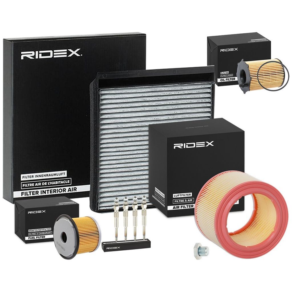 RIDEX Inspektionspaket Filterset passend für PEUGEOT PARTNER Kasten (5) für CITROËN Berlingo / Berlingo First Kastenwagen (M)