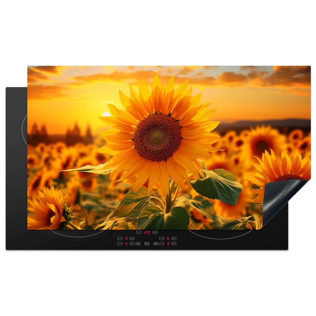 KitchenYeah Herdabdeckplatte Sonnenblume - Blumen - Gelb , 89x51cm, Küche Deko, Glaskeramikkochfeld Herdabdeckung, Abdeckplatte fùr Kochfeld