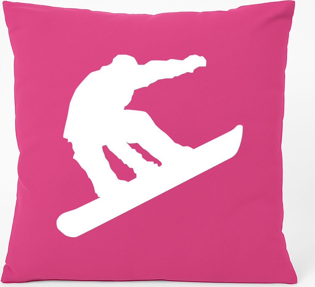 Huuraa Kissen Snowboarden Silhouette 40x40cm mit Füllung Fuchsia Baumwolle Dekokissen Geschenkidee