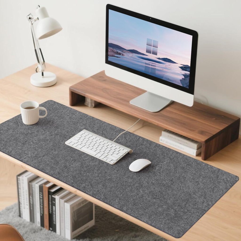 Filz-Schreibtischunterlage 40x90cm, großes Mauspad, rutschfeste Computermatte, 4mm dick, für Büro und Zuhause (Dunkelgrau)