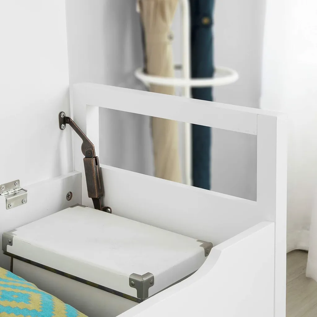 Banc à Chaussures avec Coussin d'Assise Meuble de Rangement Blanc