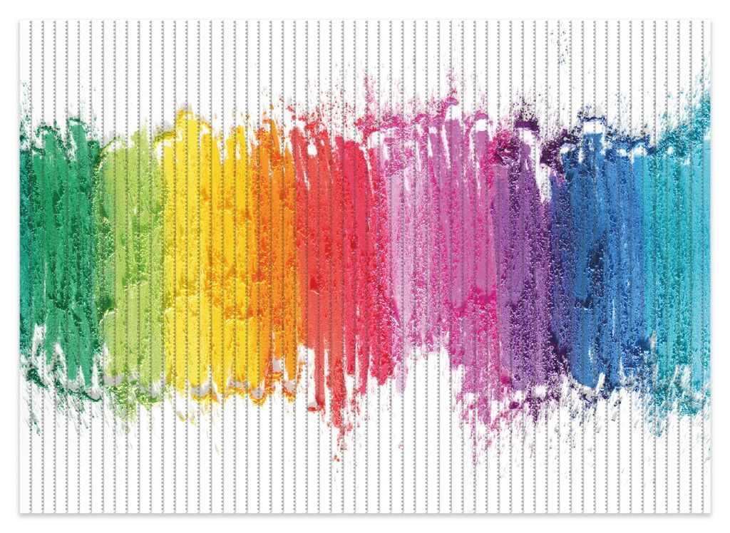 Wallario Duschmatte Antirutschmatte Badmatte Fußmatte Regenbogenstreifen auf weißem Hintergrund - Bunter Anstrich, Größe ca. 70 x 50 cm