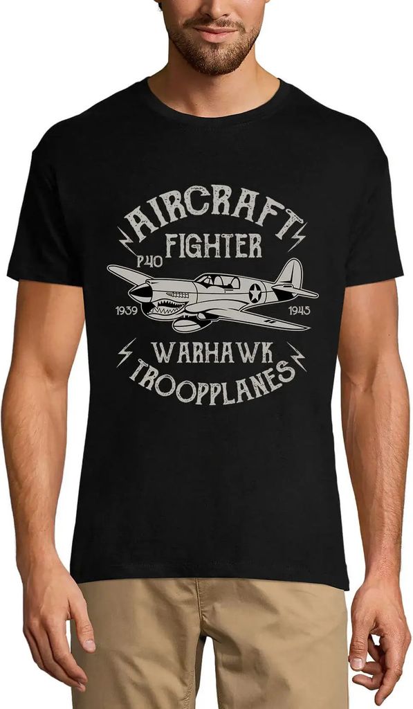 Herren Grafik T-Shirt Kampfflugzeug Warhawk - patriotisch – Aircraft Fighter Warhawk - Patriotic – Öko-Verantwortlich Vintage Jahrgang Kurzarm...
