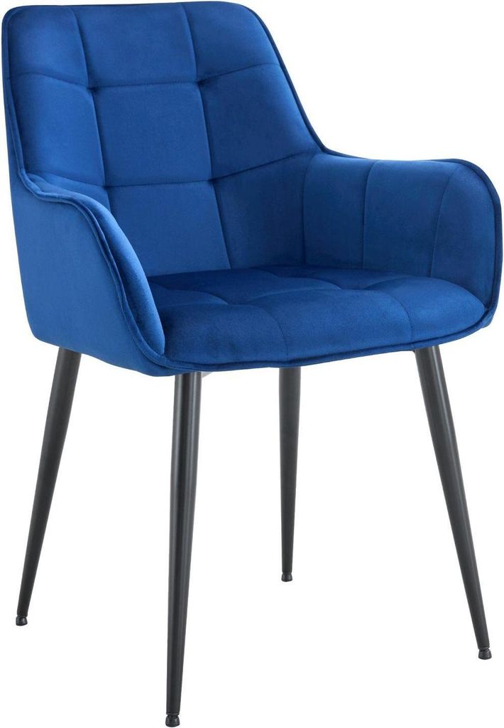 Esszimmerstuhl - Lean Chair - Lackierter Komfort - Samtpolsterung, stabiles Metallgestell | Farbe: dunkelblau