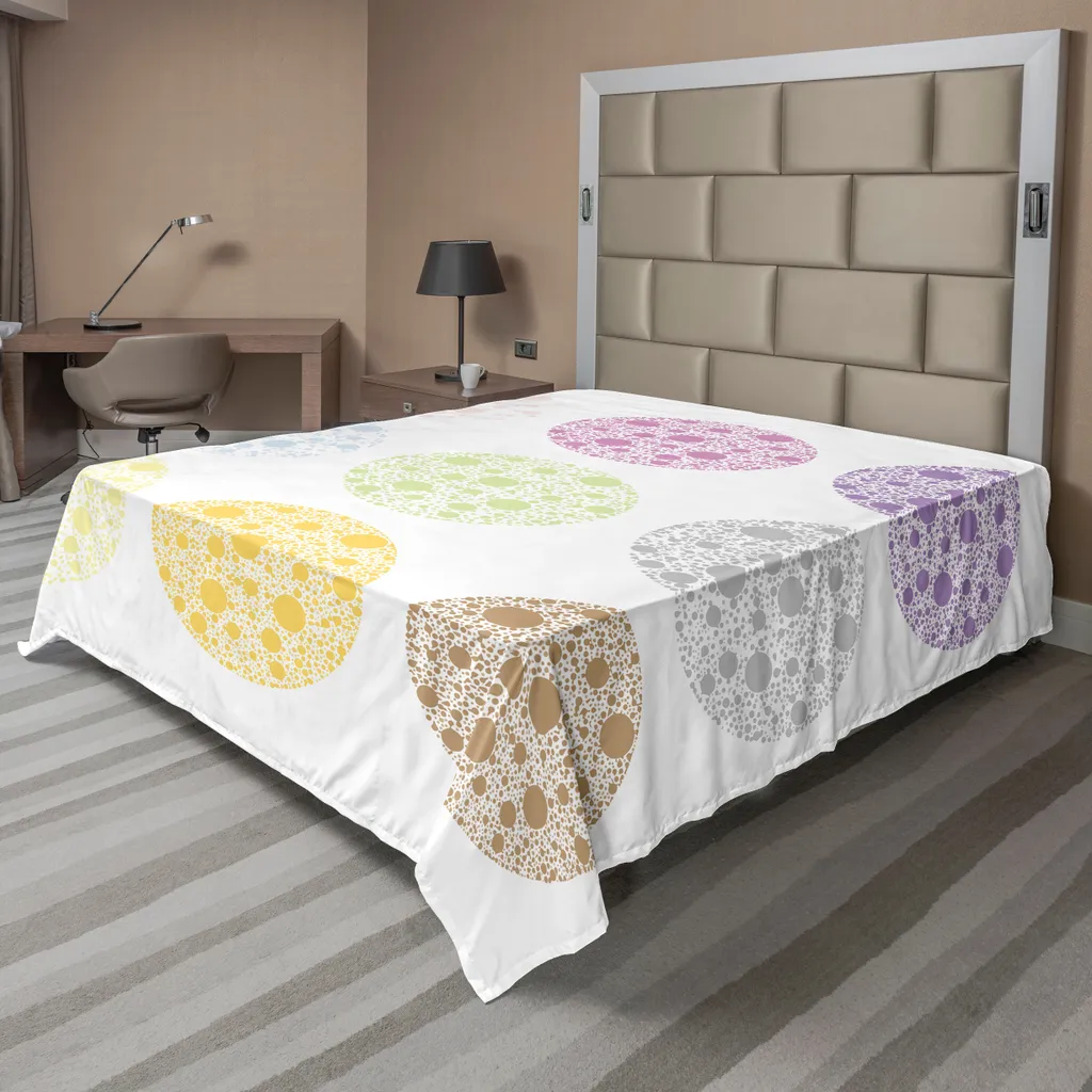 Drap de lit ABAKUHAUS à pois multicolores - 275 x 260 cm en tissu doux