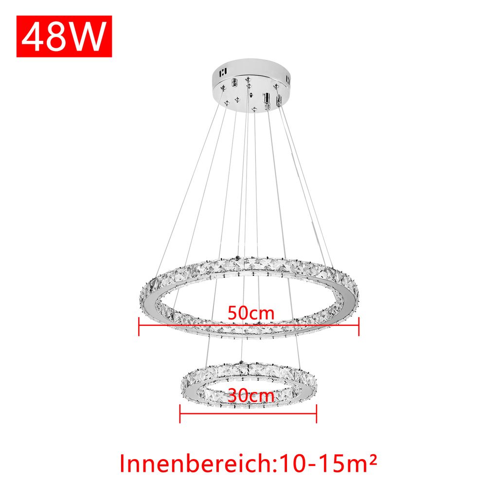 UISEBRT 48W Hängelampe LED Design Kristall