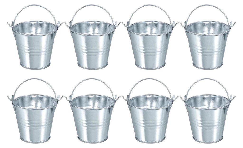 4.2x6x5.2cm Klein Bunter Metalleimer, 8 Stück 2,4"x2" Mini Verzinkte Eimer Ostereimer mit Griff für Basteln, Partygeschenke und Dekoration, Hell ...