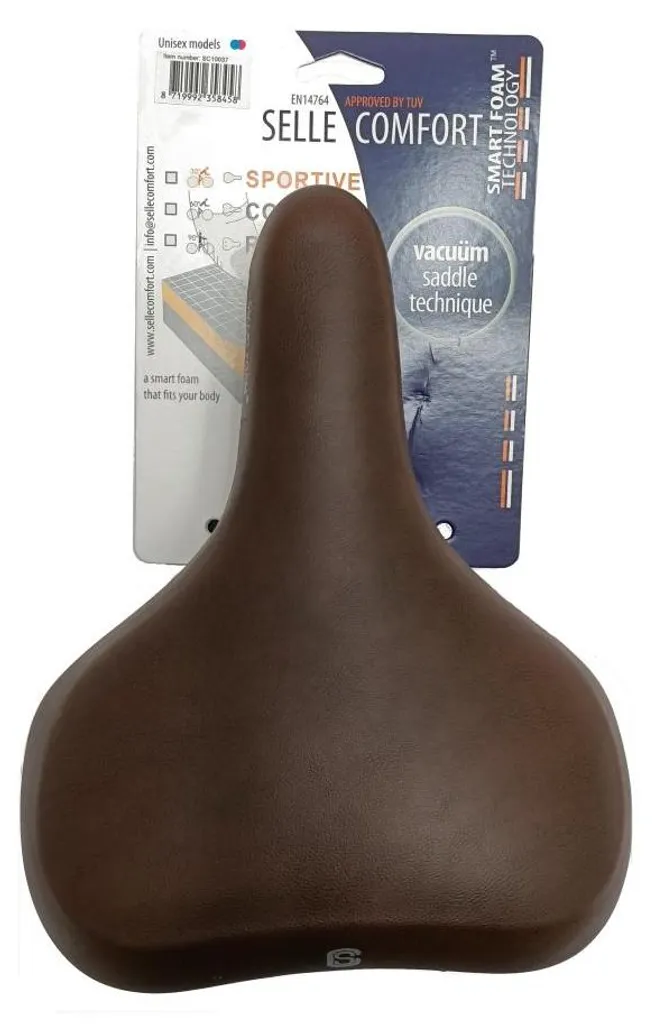 Selle Comfort Saddle Pure Smart Foam marron pour vélo de ville sans poignée