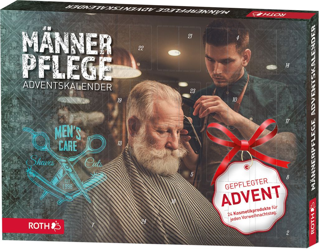 ROTH Männerpflege-Adventskalender gefüllt mit 24 Pflegeprodukten für den Mann, Männer-Kalender für die Vorweihnachtszeit