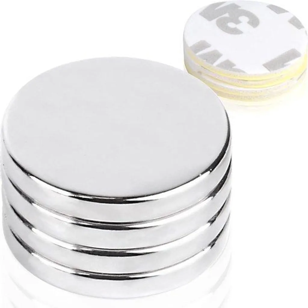 Aimants néodyme puissants 20x3 mm - Lot de 4 aimants ronds autocollants