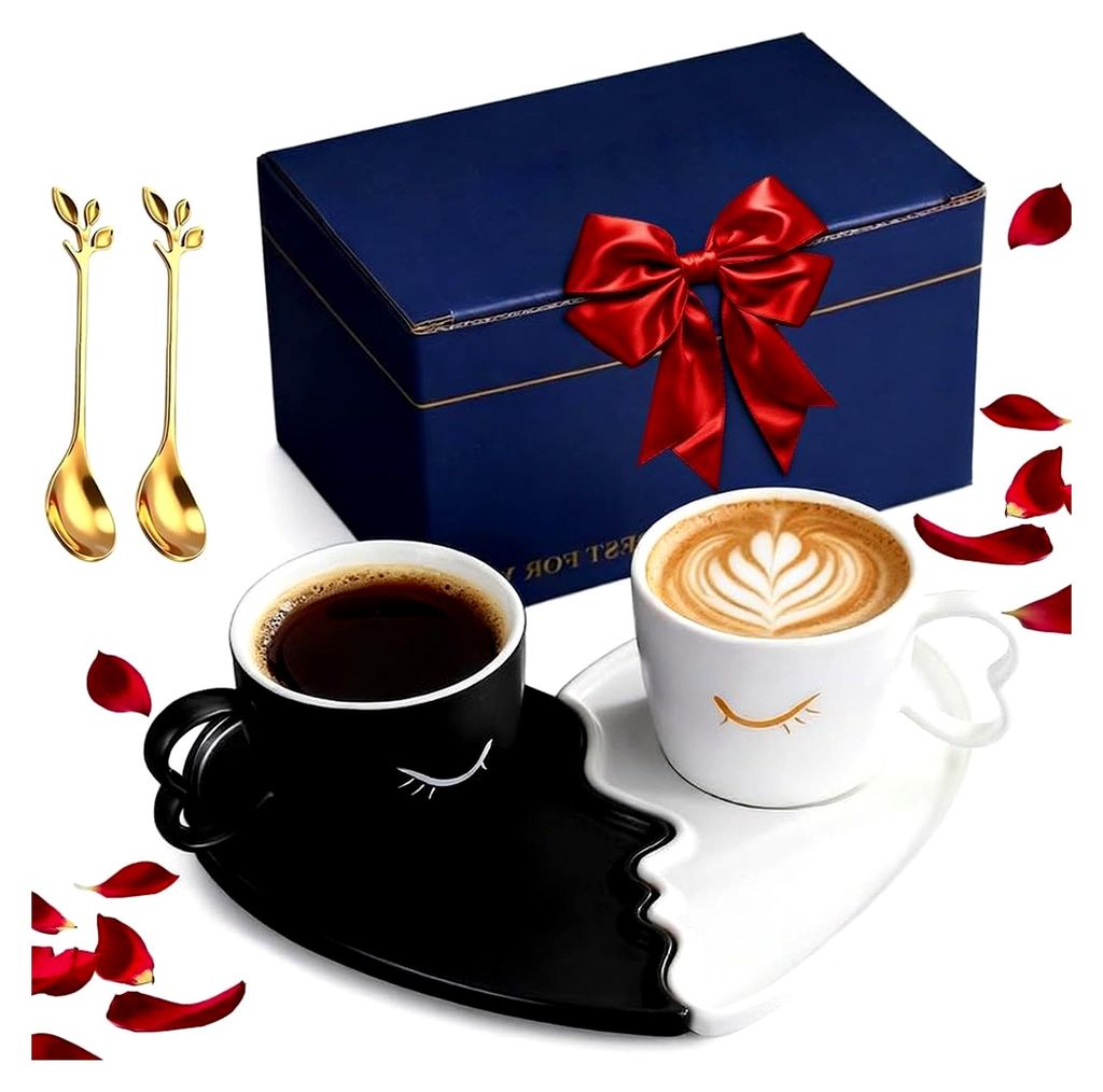 Kaffeetassen Set für Paare, Geschenke für Frauen und Männer, Hochzeitsgeschenke für Brautpaare aus Keramik, Geschenkideen für Jubiläen, Verlo...